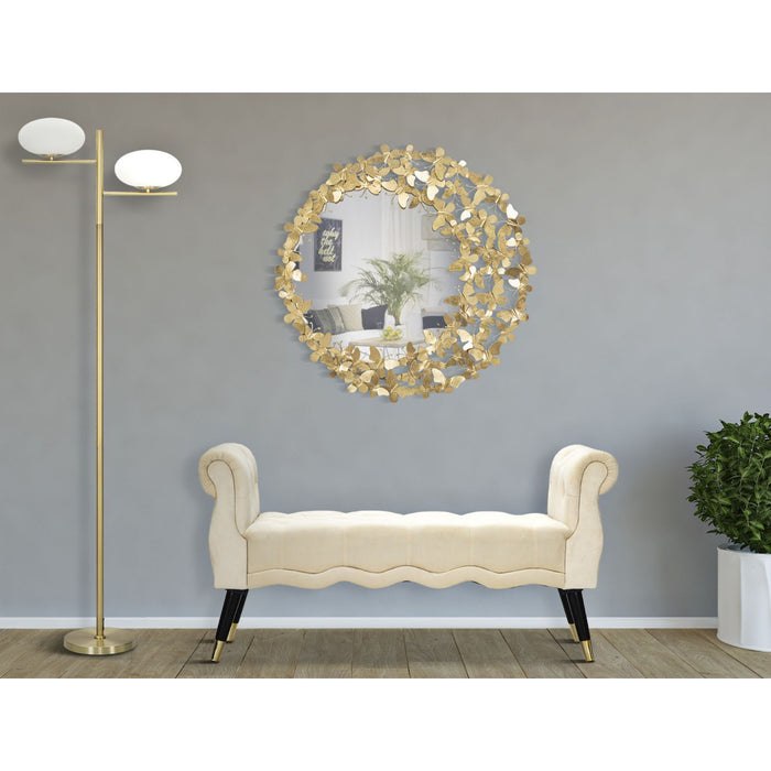 Specchio con Cornice Farfalla 31, Oro, Metallo, 81,5x3,5x81,5 cm, Seven Design