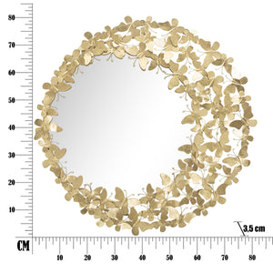 Specchio con Cornice Farfalla 31, Oro, Metallo, 81,5x3,5x81,5 cm, Seven Design