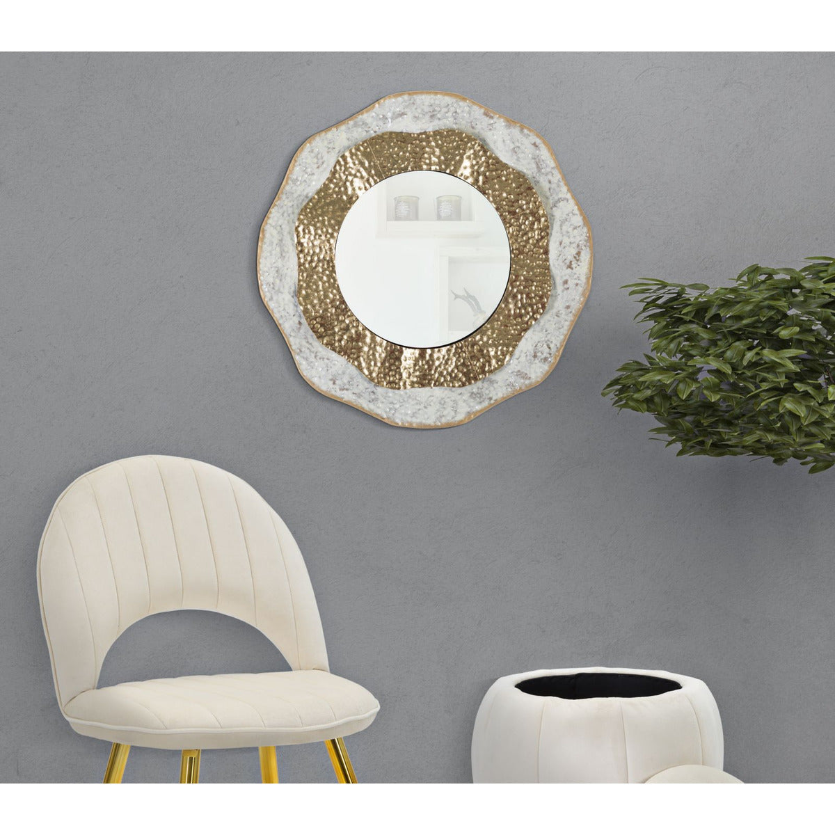 Specchio con Cornice MF503, Oro, Metallo, 54,5x4,5x54,5 cm, Seven Design