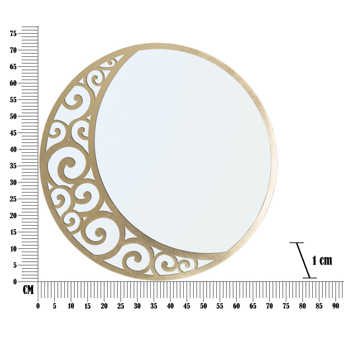 Specchio con Cornice Luna 2, Oro, Metallo, 72x1x72 cm, Seven Design