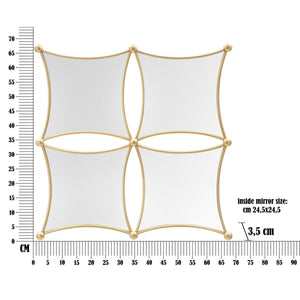 Specchio con Cornice MF497, Oro, Metallo, 68x3,5x68 cm, Seven Design