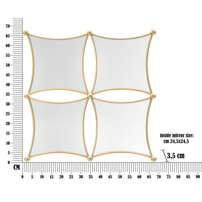 Specchio con Cornice MF497, Oro, Metallo, 68x3,5x68 cm, Seven Design