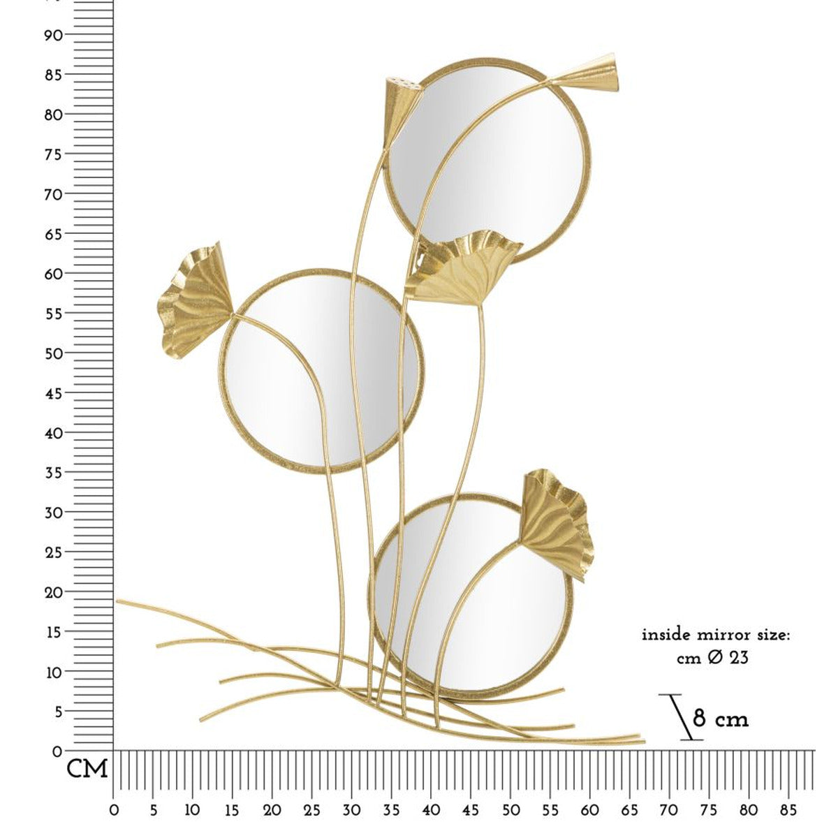 Specchio con Cornice MF499, Oro, Metallo, 65x8x88 cm, Seven Design