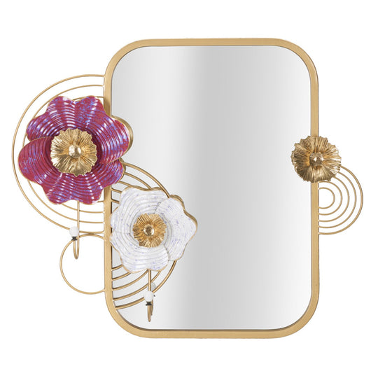 Specchio con Cornice Fiori 57, Multicolore, Metallo, 75x9,5x64,1 cm, Seven Design