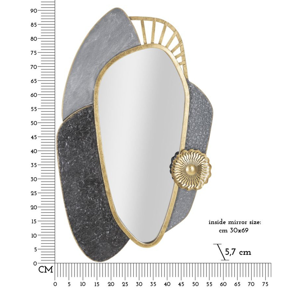 Specchio con Cornice Geometrico 17, Grigio, Metallo, 55,9x5,7x90,8 cm, Seven Design