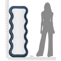 Specchio con Cornice Onde 2, Blu, MDF, 60x6x160 cm, Seven Design