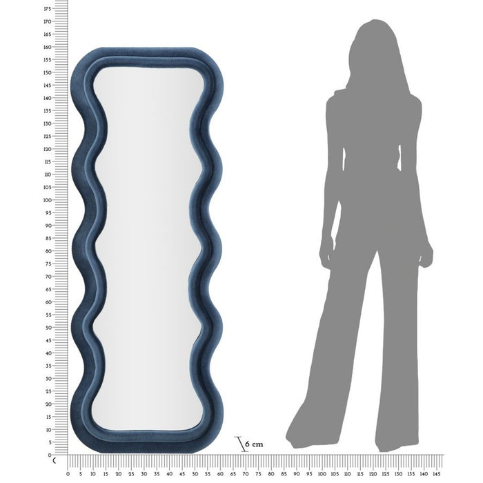 Specchio con Cornice Onde 2, Blu, MDF, 60x6x160 cm, Seven Design