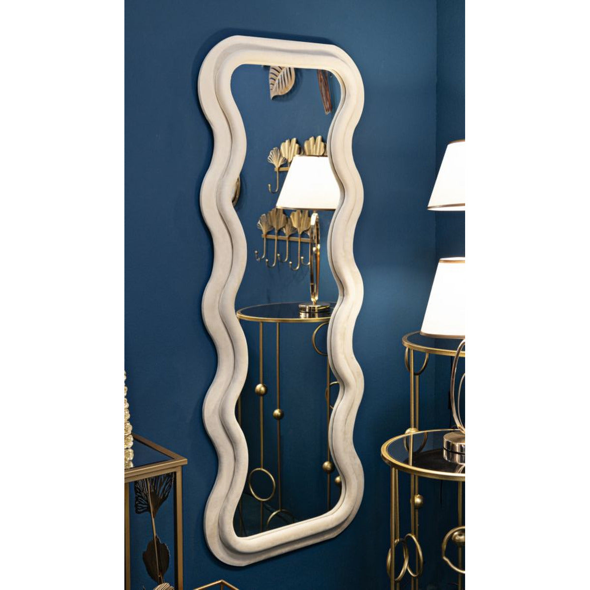 Specchio con Cornice Onde 3, Beige, MDF, 60x6x160 cm, Seven Design