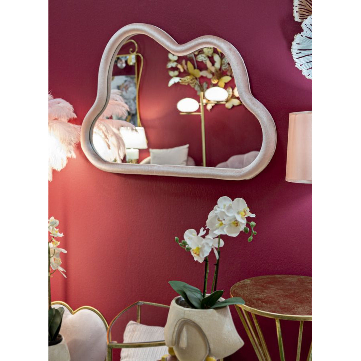 Specchio con Cornice Cloud, Rosa, MDF, 90x4x60 cm, Seven Design