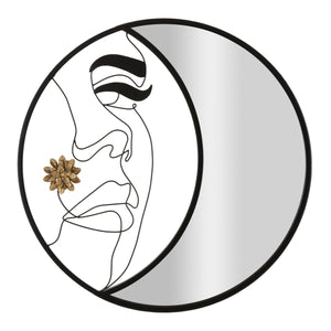 Specchio con Cornice Luna 4, Nero, Metallo, 80x3,8x80 cm, Seven Design