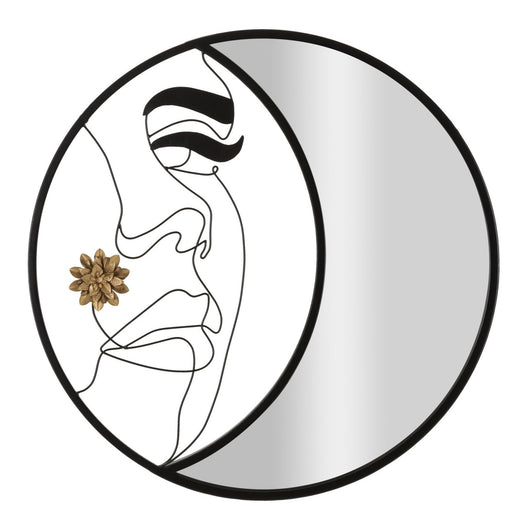 Specchio con Cornice Luna 4, Nero, Metallo, 80x3,8x80 cm, Seven Design