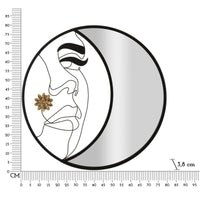 Specchio con Cornice Luna 4, Nero, Metallo, 80x3,8x80 cm, Seven Design