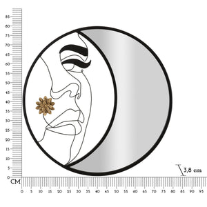 Specchio con Cornice Luna 4, Nero, Metallo, 80x3,8x80 cm, Seven Design