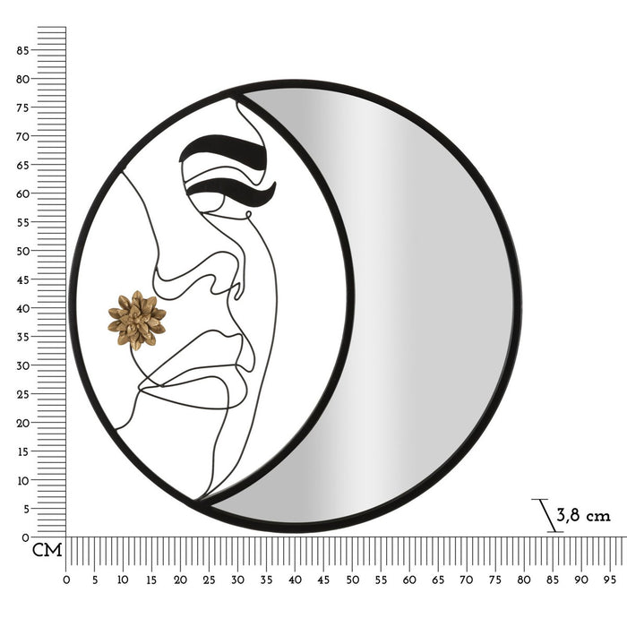 Specchio con Cornice Luna 4, Nero, Metallo, 80x3,8x80 cm, Seven Design