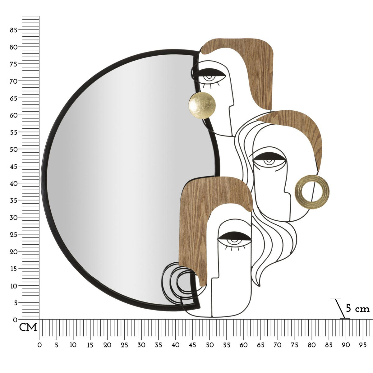 Specchio con Cornice MF493, Marrone, Metallo, 83x80x80 cm, Seven Design