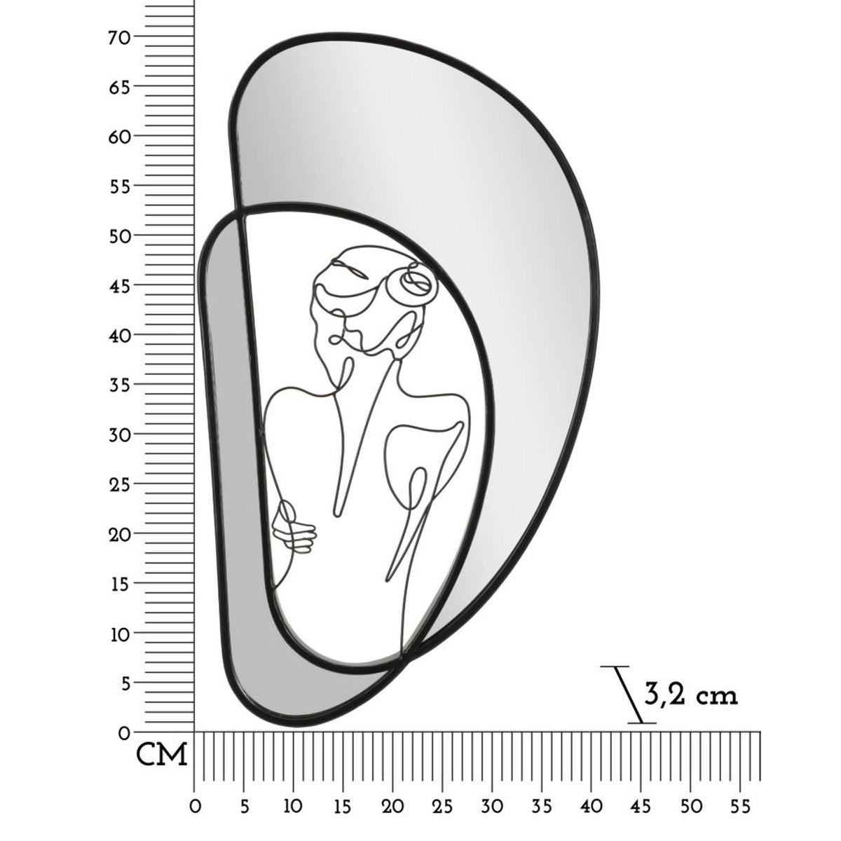 Specchio con Cornice MF510, Nero, Metallo, 40,6x3,2x70,5 cm, Seven Design