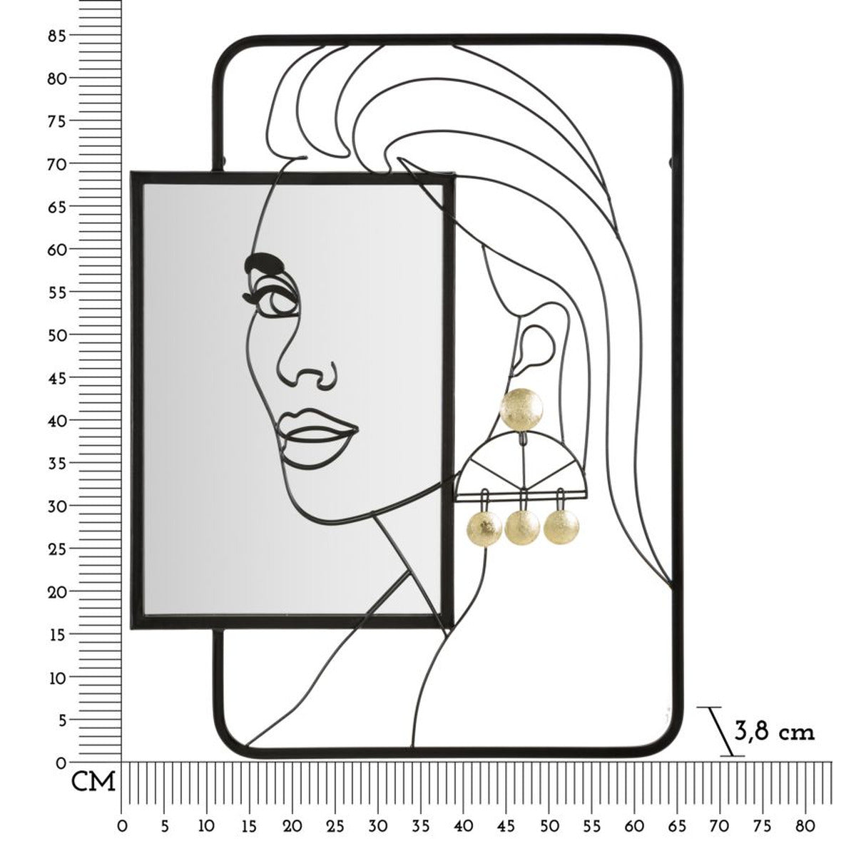 Specchio con Cornice MF508, Nero, Metallo, 64,8x3,8x85 cm, Seven Design