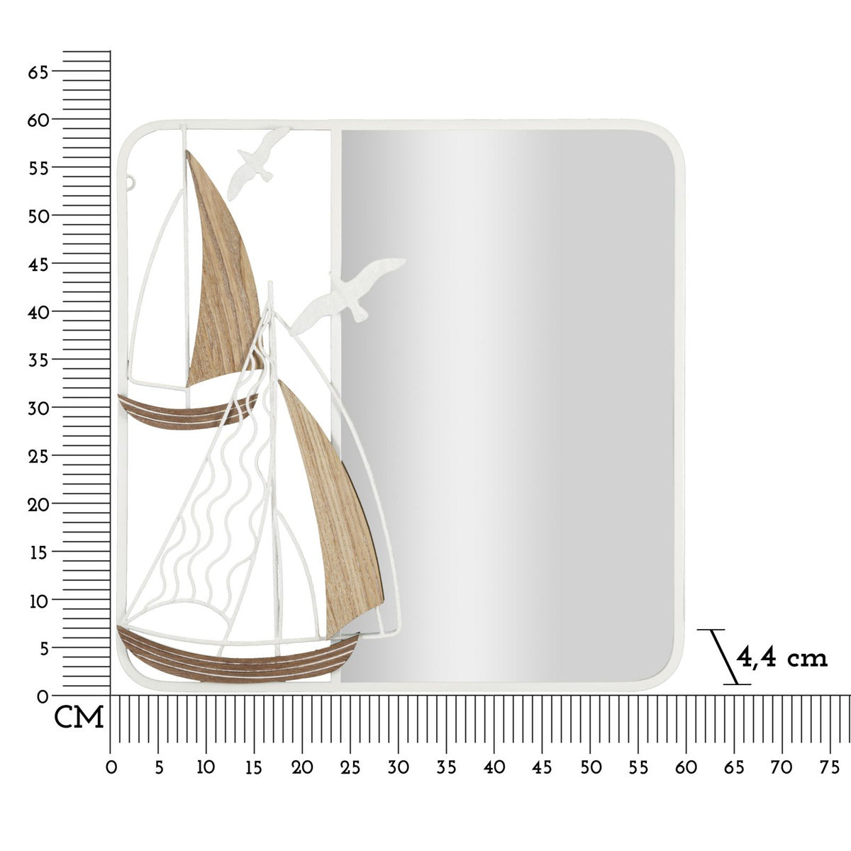 Specchio con Cornice MF498, Bianco, Metallo, 60x4,4x60 cm, Seven Design
