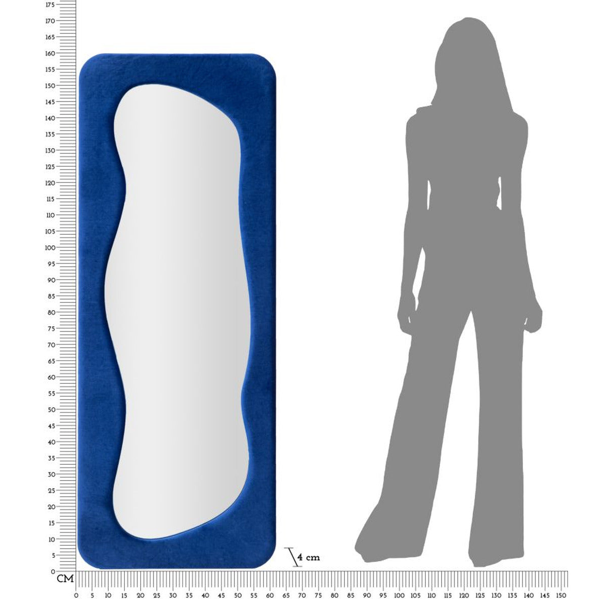 Specchio con Cornice MF461, Blu, MDF, 40x4x160 cm, Seven Design