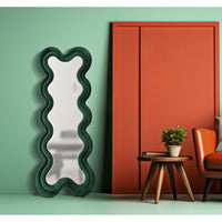 Specchio con Cornice Onde 4, Verde, MDF, 58x4x160 cm, Seven Design
