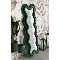 Specchio con Cornice Onde 4, Verde, MDF, 58x4x160 cm, Seven Design