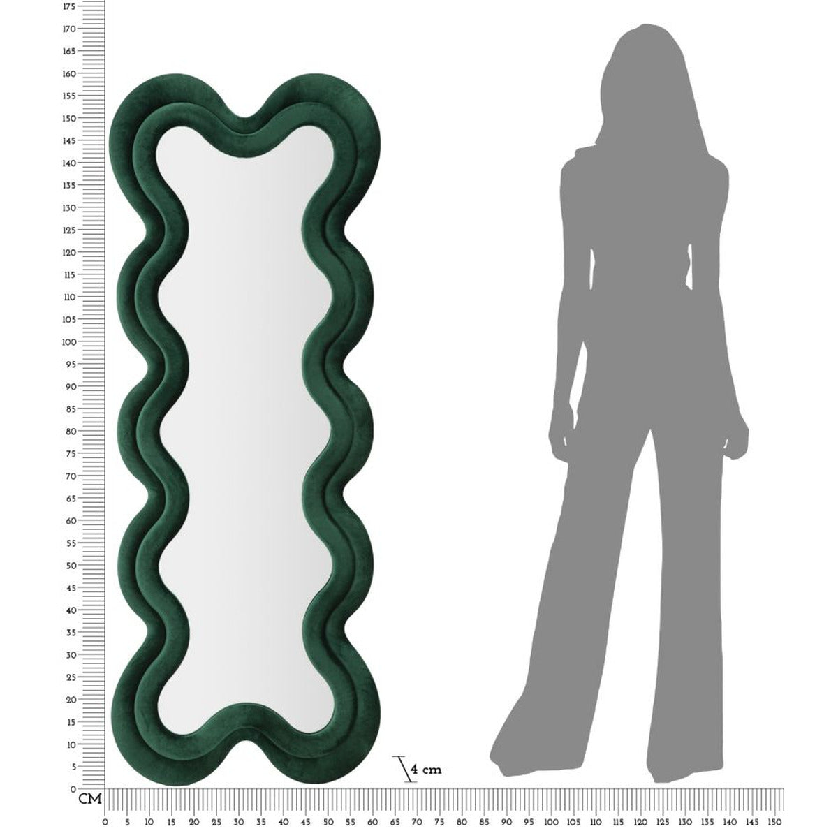 Specchio con Cornice Onde 4, Verde, MDF, 58x4x160 cm, Seven Design