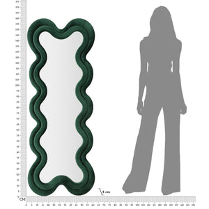 Specchio con Cornice Onde 4, Verde, MDF, 58x4x160 cm, Seven Design
