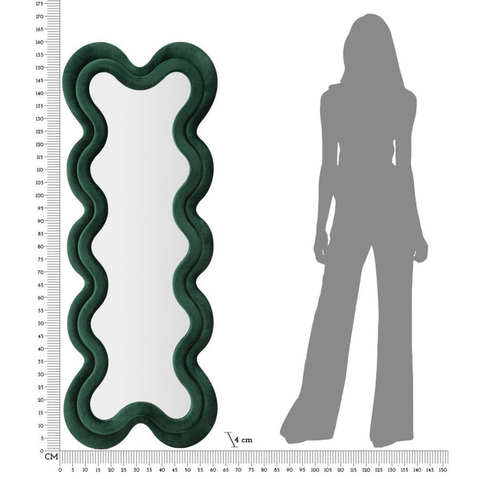 Specchio con Cornice Onde 4, Verde, MDF, 58x4x160 cm, Seven Design