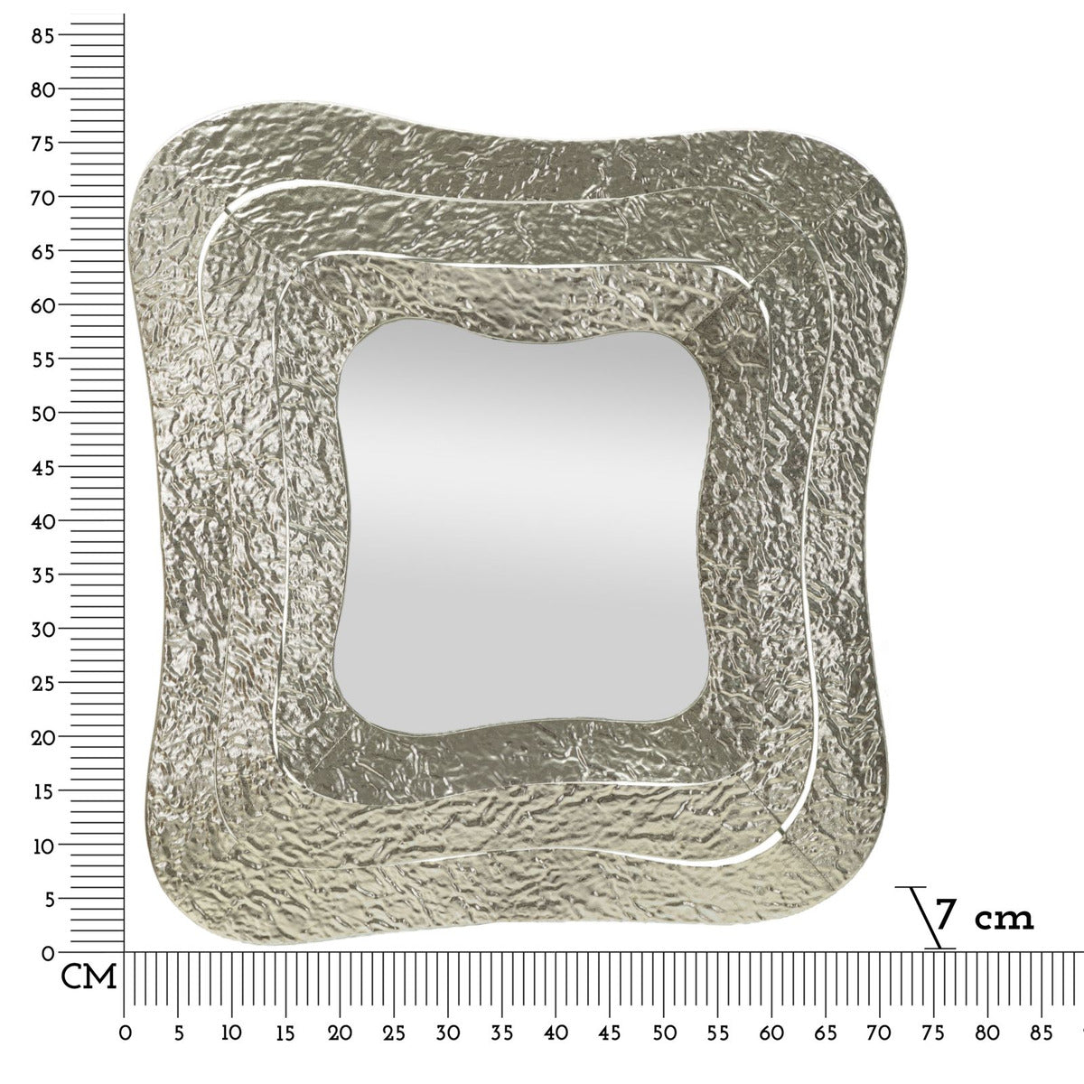 Specchio con Cornice MF507, Argento, Metallo, 74x7x79 cm, Seven Design