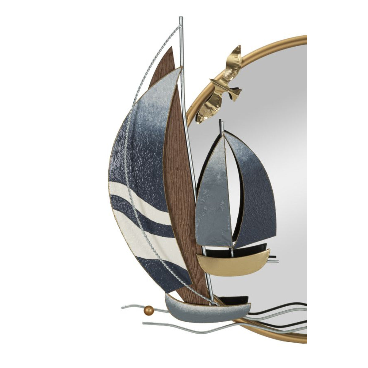 Specchio con Cornice Barca 3, Oro, Metallo, 71x8x64 cm, Seven Design