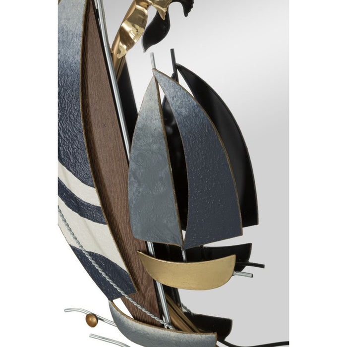 Specchio con Cornice Barca 3, Oro, Metallo, 71x8x64 cm, Seven Design