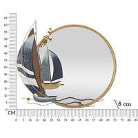 Specchio con Cornice Barca 3, Oro, Metallo, 71x8x64 cm, Seven Design