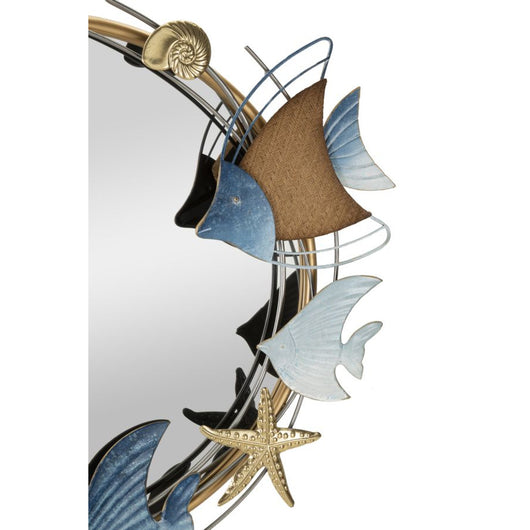 Specchio con Cornice Pesce 12, Multicolore, Metallo, 68x5x67 cm, Seven Design