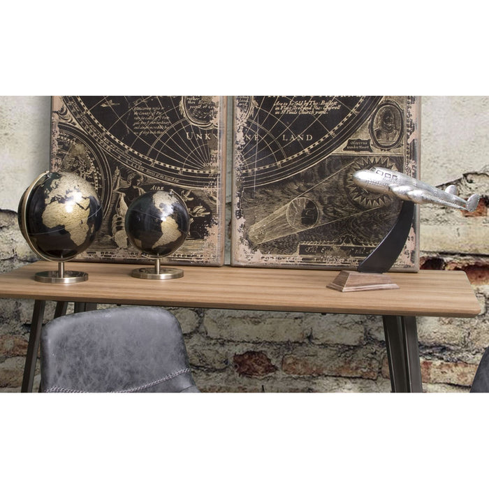 Mappamondo da Tavolo MF223, Oro, Metallo, 25x25x34 cm, Seven Design