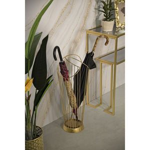 Porta Ombrelli MF328, Oro, Metallo, 26,5x23x68,5 cm, Seven Design