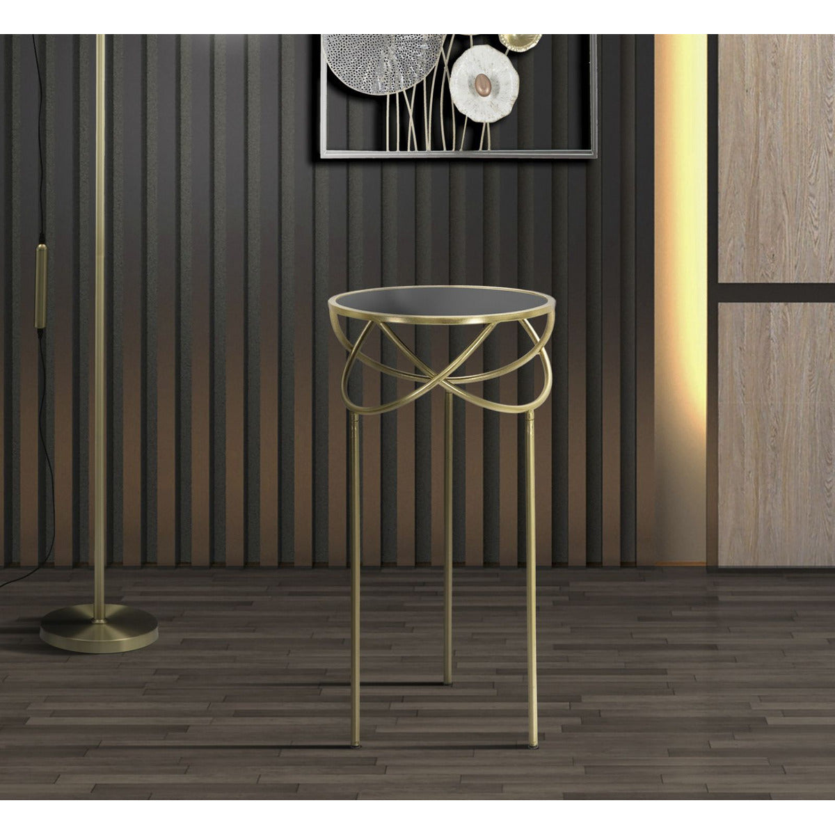 Tavolino MF593, Oro, Metallo, 40x40x80 cm, Seven Design