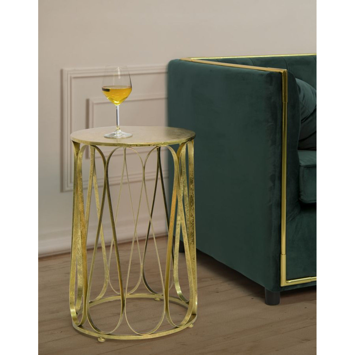 Tavolino MF520, Oro, Metallo, 37x37x58 cm, Seven Design