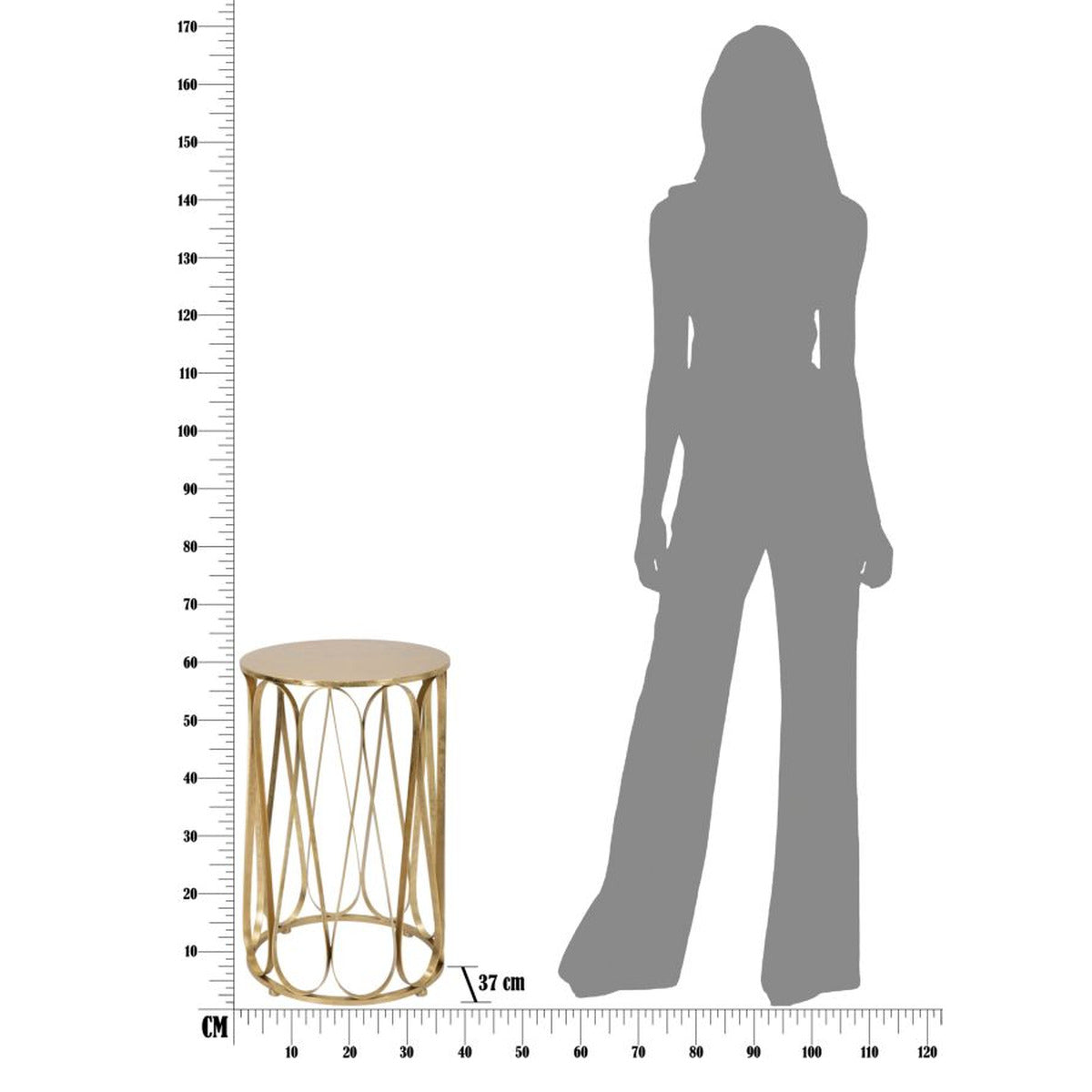 Tavolino MF520, Oro, Metallo, 37x37x58 cm, Seven Design