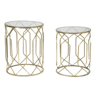 Tavolino MF561, Oro, Metallo, 42x42x53 cm, Seven Design