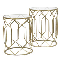 Tavolino MF561, Oro, Metallo, 42x42x53 cm, Seven Design