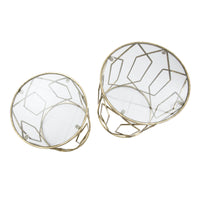 Tavolino MF561, Oro, Metallo, 42x42x53 cm, Seven Design