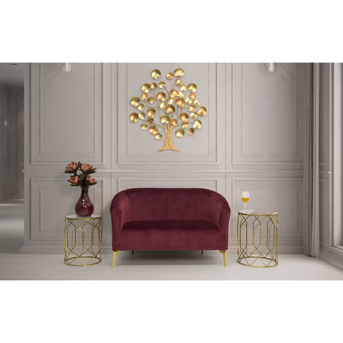 Tavolino MF561, Oro, Metallo, 42x42x53 cm, Seven Design