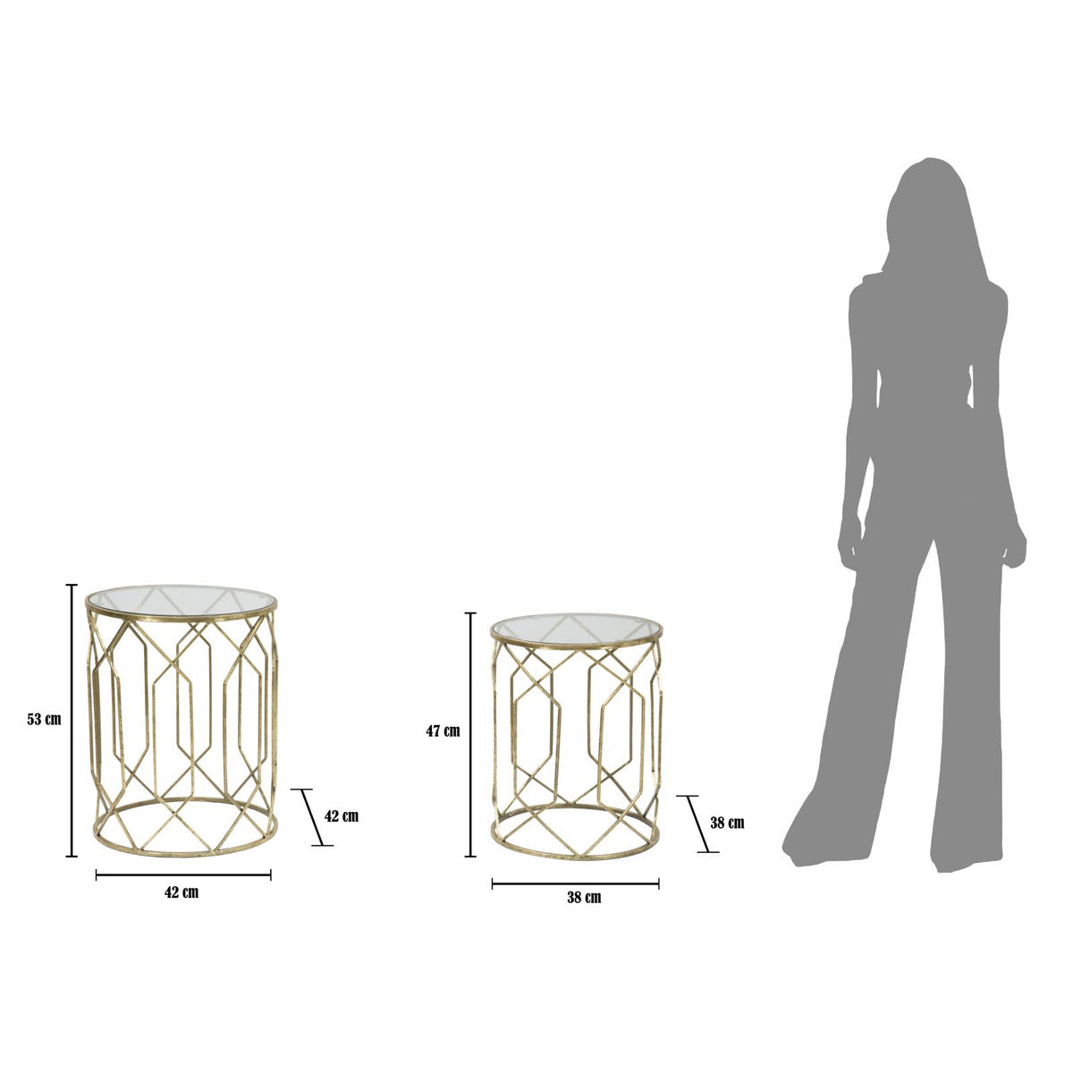Tavolino MF561, Oro, Metallo, 42x42x53 cm, Seven Design