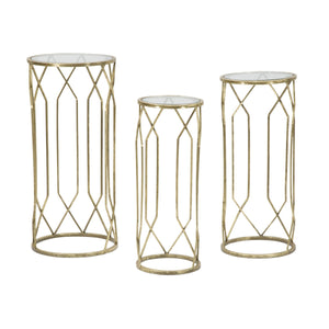 Tavolino MF597, Oro, Metallo, 32x32x71 cm, Seven Design