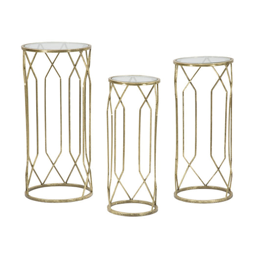 Tavolino MF597, Oro, Metallo, 32x32x71 cm, Seven Design