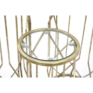 Tavolino MF597, Oro, Metallo, 32x32x71 cm, Seven Design