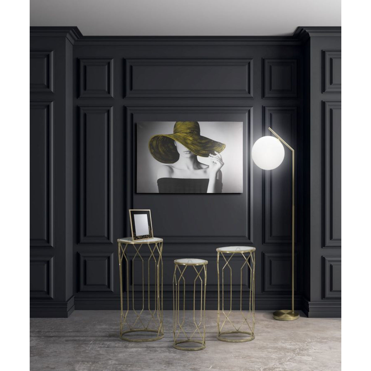 Tavolino MF597, Oro, Metallo, 32x32x71 cm, Seven Design