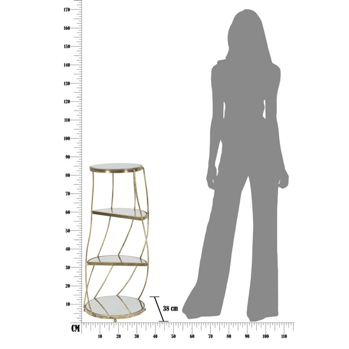Tavolino MF585, Oro, Metallo, 38x38x86 cm, Seven Design