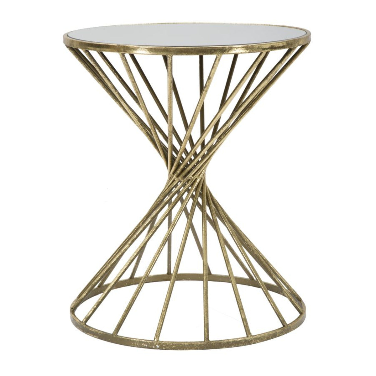 Tavolino MF549, Oro, Metallo, 42x42x50 cm, Seven Design