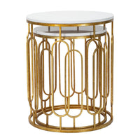 Tavolino MF535, Oro, Metallo, 46x46x55 cm, Seven Design